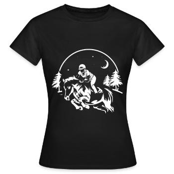 Concours équestre de saut d'obstacles - T-shirt Femme - noir - Devant - AI Model Female 172 dark (172cm)
