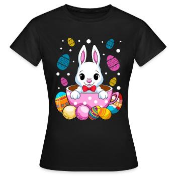 Lapin de Pâques Lapin de Pâques Oeufs en chocolat de Pâques - T-shirt Femme - noir - Devant - AI Model Female 172 dark (172cm)