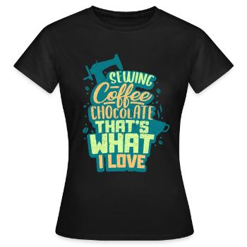 Machine à coudre à coudre - T-shirt Femme - noir - Devant - AI Model Female 172 dark (172cm)