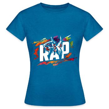 Rap - Frauen T-Shirt - Antikblaues Saphir meliert - Vorne - AI Model Female 172 dark (172cm)