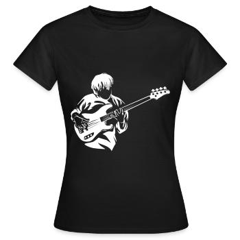 E-Bass - Frauen T-Shirt - Schwarz - Vorne - AI Model Female 172 dark (172cm)