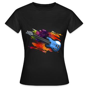 E-Bass - Frauen T-Shirt - Schwarz - Vorne - AI Model Female 172 dark (172cm)