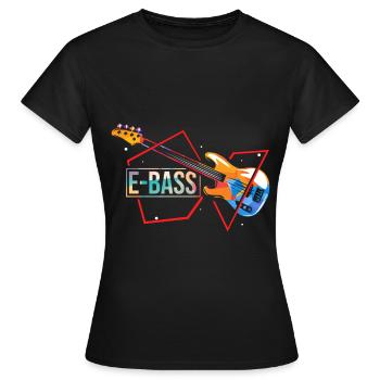 E-Bass - Frauen T-Shirt - Schwarz - Vorne - AI Model Female 172 dark (172cm)