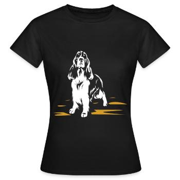 English Springer Spaniel - Frauen T-Shirt - Schwarz - Vorne - AI Model Female 172 dark (172cm)