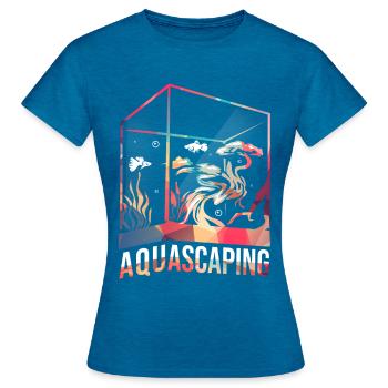 Aquascaping Geschenk - Frauen T-Shirt - Antikblaues Saphir meliert - Vorne - AI Model Female 172 dark (172cm)