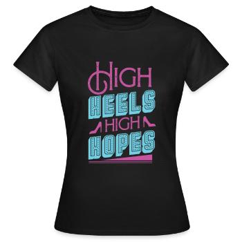 Talons hauts - T-shirt Femme - noir - Devant - AI Model Female 172 dark (172cm)