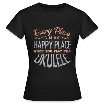 ukulélé - T-shirt Femme - noir - Devant - AI Model Female 172 dark (172cm)