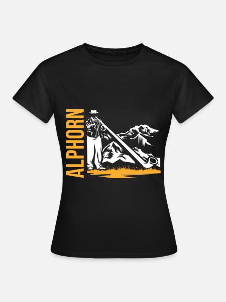 Alphorn Alpen - Frauen T-Shirt - Schwarz