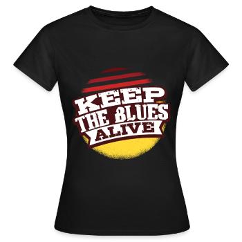 Blues - Frauen T-Shirt - Schwarz - Vorne - AI Model Female 172 dark (172cm)