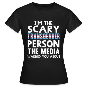 Transgender - Frauen T-Shirt - Schwarz - Vorne - AI Model Female 172 dark (172cm)