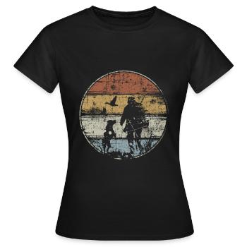 Chasseur avec chien de chasse - T-shirt Femme - noir - Devant - AI Model Female 172 dark (172cm)
