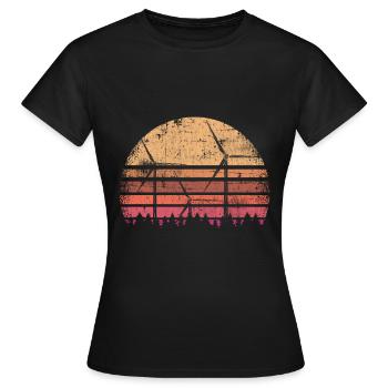 Windrad vintage Umweltschutz Windenergie - Frauen T-Shirt - Schwarz - Vorne - AI Model Female 172 dark (172cm)