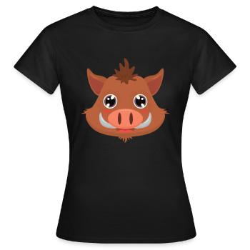 Wildschwein - Frauen T-Shirt - Schwarz - Vorne - AI Model Female 172 dark (172cm)