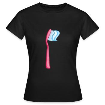 Brosse à dents - T-shirt Femme - noir - Devant - AI Model Female 172 dark (172cm)
