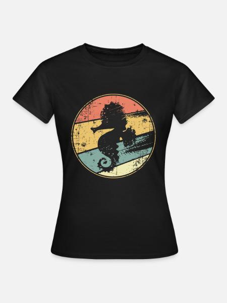 Seepferdchen vintage - Frauen T-Shirt - Schwarz