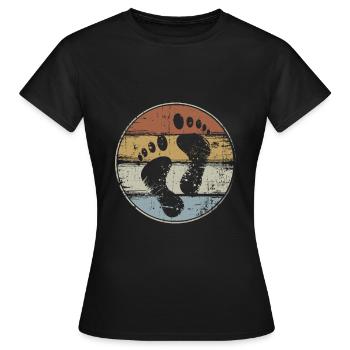 Pieds nus empreinte pieds vintage - T-shirt Femme - noir - Devant - AI Model Female 172 dark (172cm)