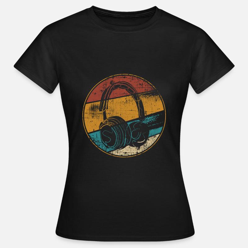 Kopfhörer vintage - Frauen T-Shirt - Schwarz