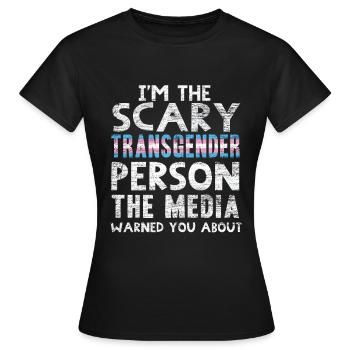 Transgender Trans - Frauen T-Shirt - Schwarz - Vorne - AI Model Female 172 dark (172cm)