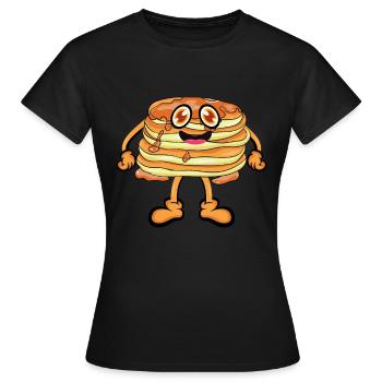 Pancakes Pfannkuchen - Frauen T-Shirt - Schwarz - Vorne - AI Model Female 172 dark (172cm)