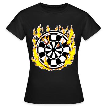 Dartboard in flames - Women's T-Shirt - black - Front - AI Model Female 172 dark (172cm)