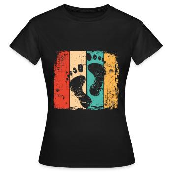 Empreinte pieds nus vintage - T-shirt Femme - noir - Devant - AI Model Female 172 dark (172cm)