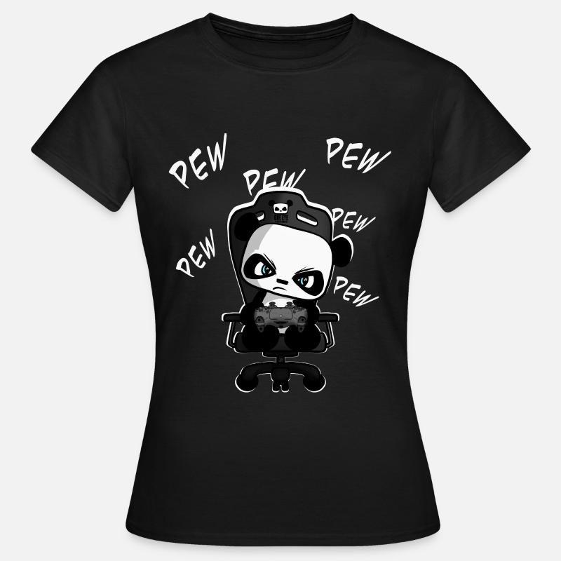 PEW PEW drôle mignon jeu panda, nerd, jeu - T-shirt Femme - noir