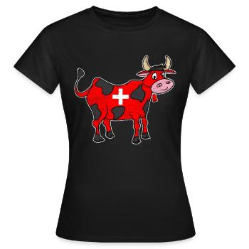 Swiss Cow Cross Cute Gift - Women's T-Shirt - black - Front - AI Model Female 172 dark (172cm)
