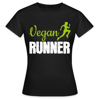 Vegan Runner courir Jogging Végétalien alimentation et - T-shirt Femme - noir - Devant - AI Model Female 172 dark (172cm)