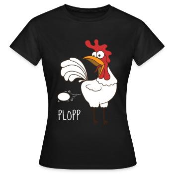 Poulailler Poulet Plop Œufs Poulailler Drôle - T-shirt Femme - noir - Devant - AI Model Female 172 dark (172cm)