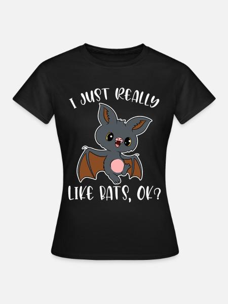 Ich mag Fledermäuse, süße Halloween Fledermaus - Frauen T-Shirt - Schwarz