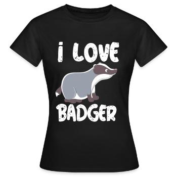 j'aime le blaireau j'aime le blaireau blaireau blaireau forêt - T-shirt Femme - noir - Devant - AI Model Female 172 dark (172cm)