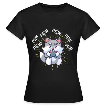 Console de jeu de jeux vidéo Pew Pew Gaming Cat - T-shirt Femme - noir - Devant - AI Model Female 172 dark (172cm)
