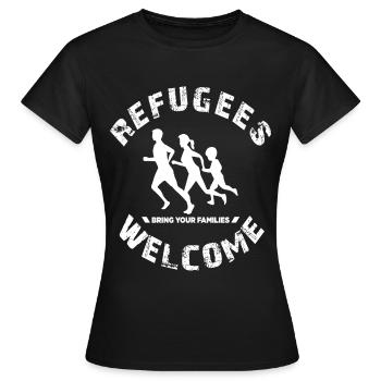 réfugiés réfugiés accueillent des familles d'accueil - T-shirt Femme - noir - Devant - AI Model Female 172 dark (172cm)