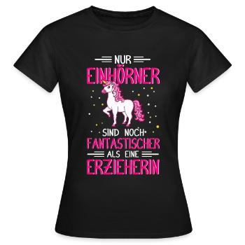 Erzieherin Einhorn Tagesmutter - Frauen T-Shirt - Schwarz - Vorne - AI Model Female 172 dark (172cm)