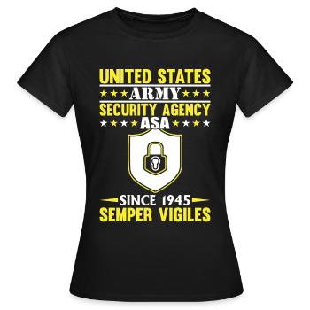 Sécurité de l’armée américaine - T-shirt Femme - noir - Devant - AI Model Female 172 dark (172cm)