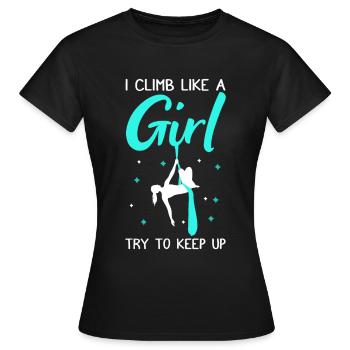Soies aériennes acrobatiques disant tissu vertical - T-shirt Femme - noir - Devant - AI Model Female 172 dark (172cm)