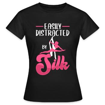 Aérien Soie Tissu Vertical Aerialist - T-shirt Femme - noir - Devant - AI Model Female 172 dark (172cm)