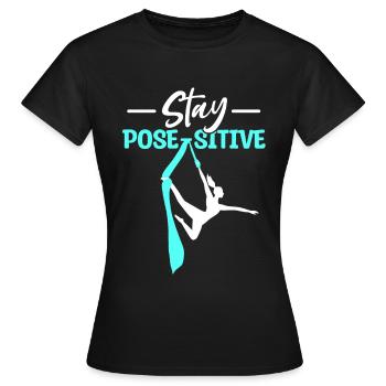Tissu vertical Aérienne Aerialist en soie - T-shirt Femme - noir - Devant - AI Model Female 172 dark (172cm)