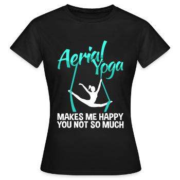 Aerial Yoga Vertikaltuch Aerialist - Frauen T-Shirt - Schwarz - Vorne - AI Model Female 172 dark (172cm)