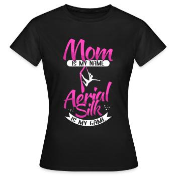 Soies aériennes Mama Tissu vertical - T-shirt Femme - noir - Devant - AI Model Female 172 dark (172cm)