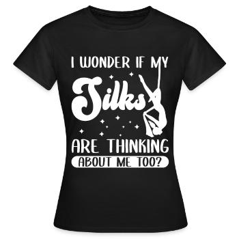 Soies aériennes Aerialist Tissu vertical Yoga - T-shirt Femme - noir - Devant - AI Model Female 172 dark (172cm)