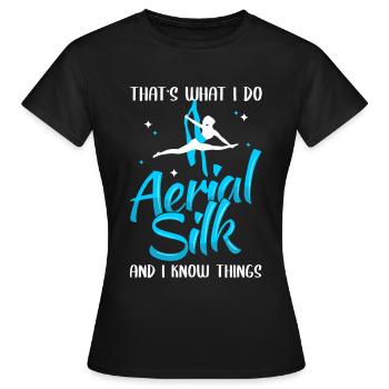 Aerial Silks Aerialist Vertical Cloth Acrobatics - Women's T-Shirt - black - Front - AI Model Female 172 dark (172cm)