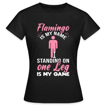 Amputation de jambe Prothèse de jambe Flamingo - T-shirt Femme - noir - Devant - AI Model Female 172 dark (172cm)
