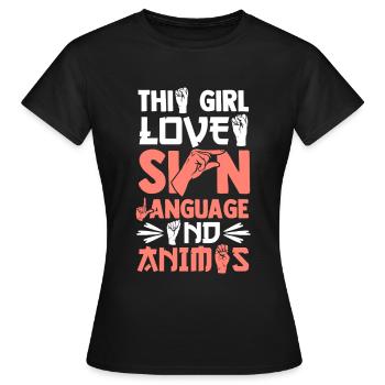 Deaf Pride ASL Girl Anime - Women's T-Shirt - black - Front - AI Model Female 172 dark (172cm)