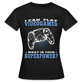 Je peux jouer jeux vidéo joueurs joueurs - T-shirt Femme - noir - Devant - AI Model Female 172 dark (172cm)