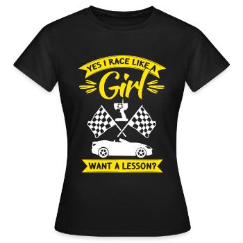 Slotcar-Racing Girl Slot Car Auorennen - Frauen T-Shirt - Schwarz - Vorne - AI Model Female 172 dark (172cm)