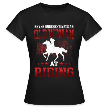 Old woman riding horse rider rider - Women's T-Shirt - black - Front - AI Model Female 172 dark (172cm)