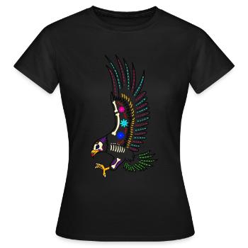 Jour des morts aigle coloré mexicain - T-shirt Femme - noir - Devant - AI Model Female 172 dark (172cm)