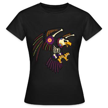 Jour des morts aigle coloré mexicain - T-shirt Femme - noir - Devant - AI Model Female 172 dark (172cm)