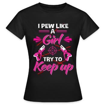 Laser Tag Beam Laser Tag Girl Laser Gun - Women's T-Shirt - black - Front - AI Model Female 172 dark (172cm)